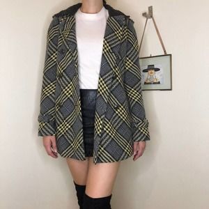 Free People Plaid Pea Coat XS